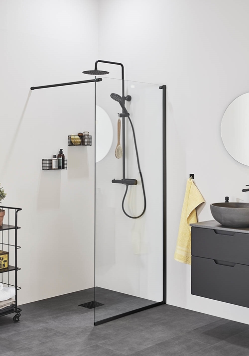 SHOWER WALL FROST DV 70 BLACK CLEAR GLASS