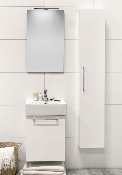 Noro Multi 296 High Cabinet White Matte Plain Art Bathroom - Plain White Bathroom Sink